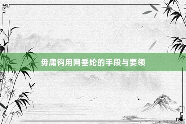 毋庸钩用网垂纶的手段与要领